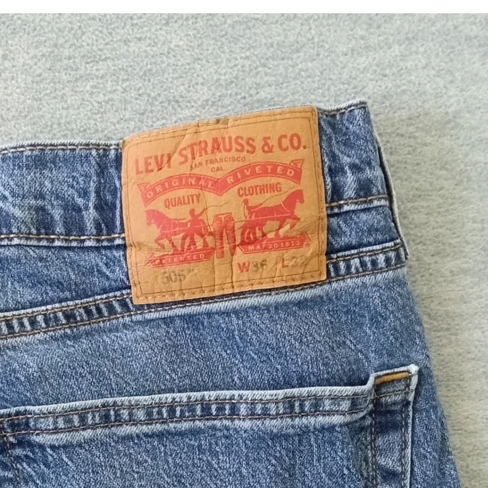 Levis 505 Regular Fit Mens Medium Wash Straight Leg Stretch Jeans W36 L32 Blue